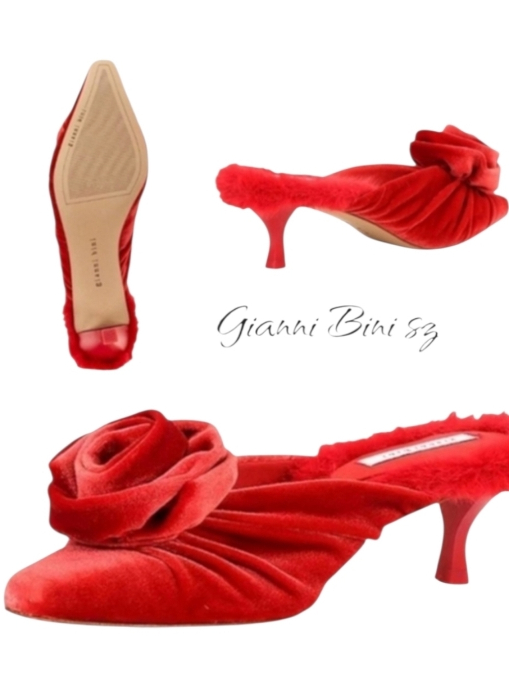 NWT Gianni Bini Velvet Kitten Heel Dress Mules sz 6